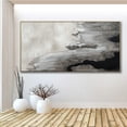 thumbnail image 5 of Large Original Black Gray Abstract Painting Wabi Sabi Textured Wall Art Minimalist Art Black Gray Canvas Painting Bedroom Wall Decor,Unstretched,Frameless,(41*61cm)16*32Inches, 5 of 5