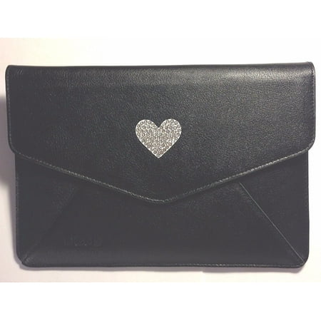 Tech Ipad (DEOS Swarovski Crystal Heart Leather Tech Clutch Sleeve Case Cover For Apple iPad Mini - Retail)