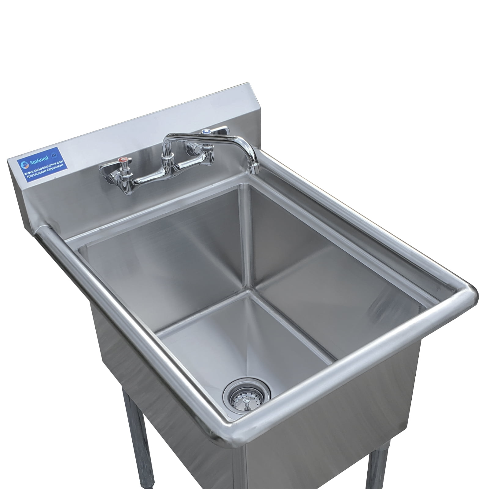 24″ x 18″ Stainless Steel Prep & Utility Sink With Faucet | 304 Stainless Steel | NSF | Overall Size: 29 3/4″ x 23 5/8″ | Restaurant, Kitchen, Laundry, Garage