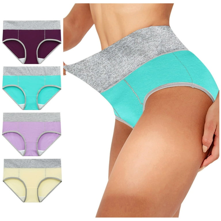 RPVATI Women 4 Pack High Waisted Plus Size Full Coverage Underwear Stretch  Panties Breathable Soft Briefs 