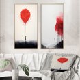thumbnail image 1 of Designart "Tender Red Serenity Minimal Watercolor II" Abstract Landscape Framed Wall Art Set Of 2 - Modern Red Framed Canvas Set For Living Room Decor, 1 of 6