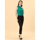 thumbnail image 3 of Blusa de verano casual sin mangas con volantes y cuello simulado con volantes para mujer lago verde S, 3 of 5