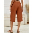 thumbnail image 5 of Capri Pants for Women Comfy Casual Drawstring Waist Lightweight Pants Button Trousers With Pockets, Brick Red, XL, 5 of 9