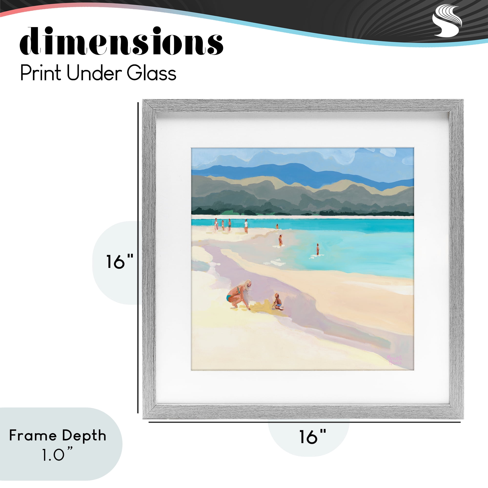 Stupell Industries Mother & Child Beach Scene Gray Framed Print Under Glass, design by Meredith Howse