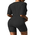 thumbnail image 3 of Ensemble Hauts Col Rond et Shorts de Cycliste pour Femmes avec Manches Courtes, 3 of 5