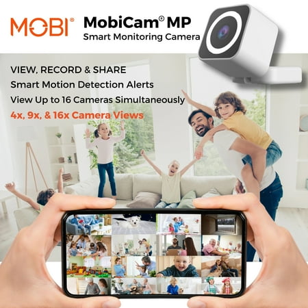 MOBI - Cam MP Smart Baby & Nursery Monitoring Camera, Indoor Security Camera w/ Dual Band WiFi, Night Vision & BLE Connectivity - White