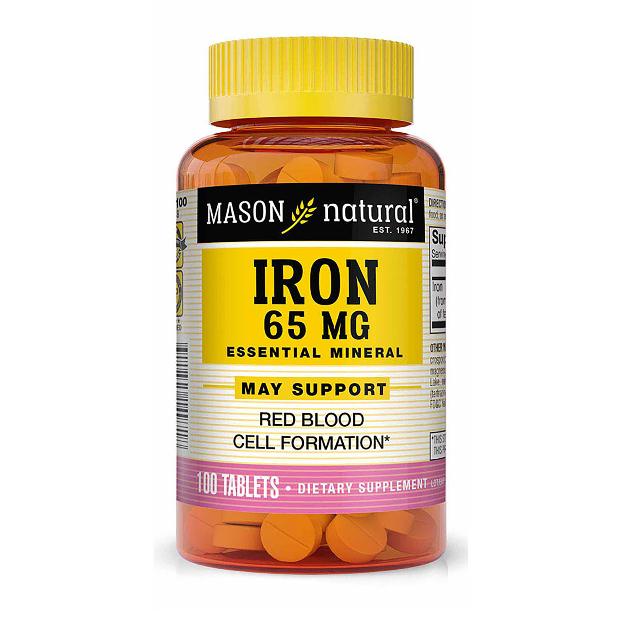 Mason Natural Iron 65 mg Supports Red Blood Cell Formation, Improves Energy Utilization