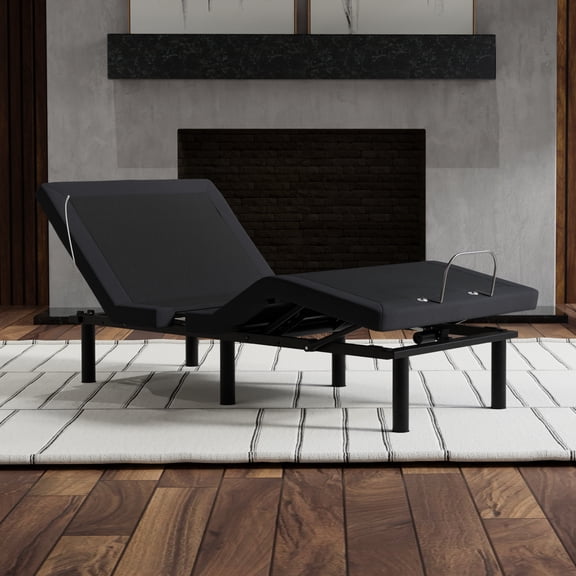 Voice Controlled Twin Xl Bed Base With Led Lights & Zero Style Dark Grey Adjustable Base: Charging, Glide Towards Wall