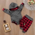 thumbnail image 1 of Conjunto de manga larga con capucha para niños y niñas, conjuntos de primavera, otoño e invierno para bebés y pantalones, trajes de gateo a cuadros con capucha de manga larga, tops de poliéster para n, 1 of 8