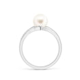 thumbnail image 2 of ANGARA Freshwater Cultured Pearl Ring with Bypass Shank in 14K White Gold for Women | June Birthstone, Birthday, Anniversary, Jewelry Gift for Women | Pearl Ring, 2 of 9
