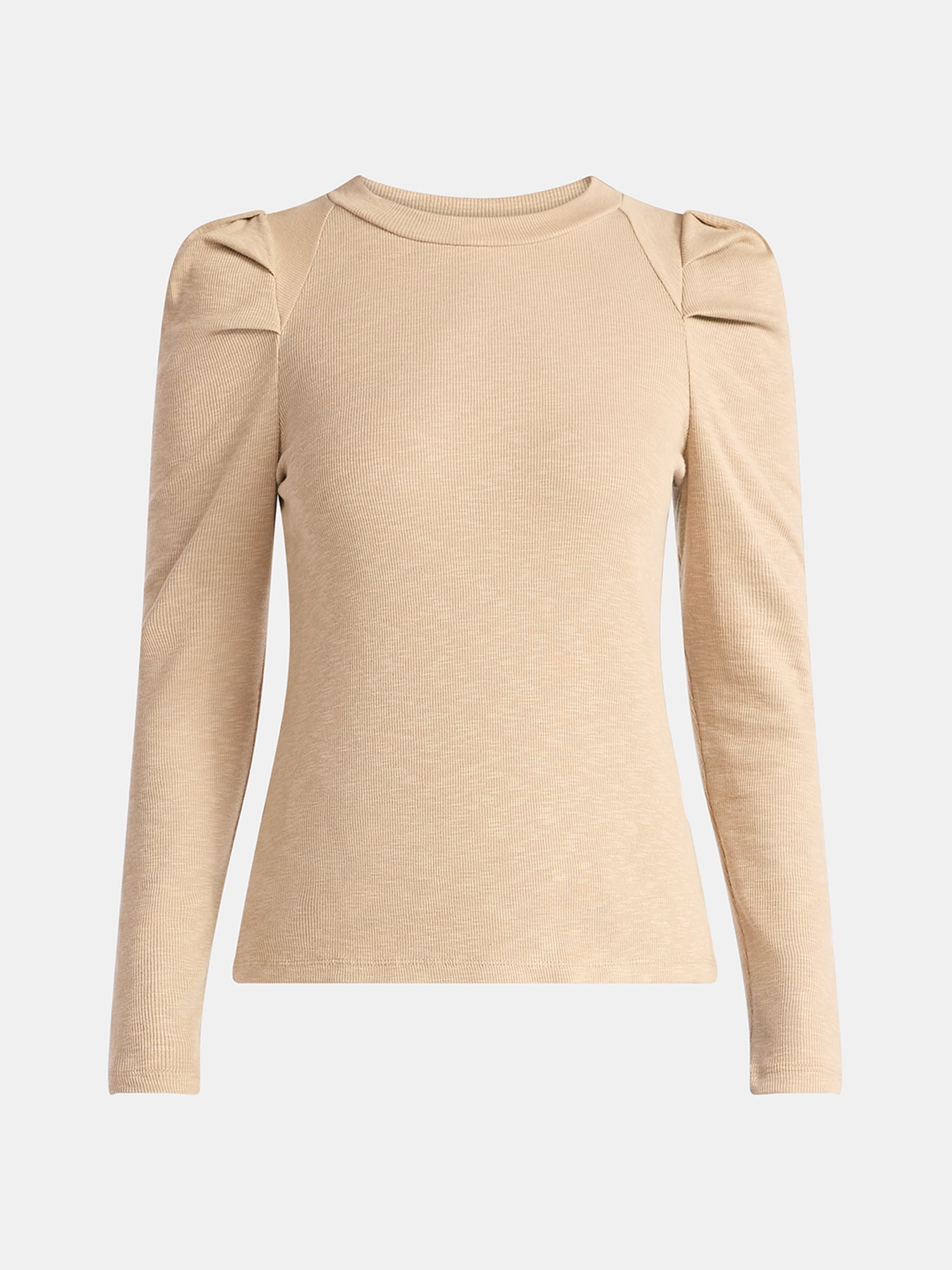 Time and Tru Women's Top with Long Puff Sleeves, Size XS-XXXL