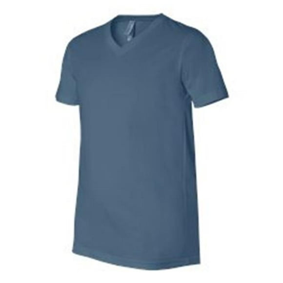 Bella-Canvas C3005 Maillot Unisexe Manches Courtes T-Shirt à Col en V&44; Acier Bleu - Extra Petit