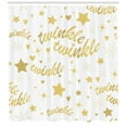 thumbnail image 3 of Nursery Shower Curtain, Lullaby Baby Shower Inspired Design with Twinkle Twinkle Lettering, Fabric Bathroom Set with Hooks, 69W X 70L Inches, Mustard and Earth Yellow, by Ambesonne, 3 of 3