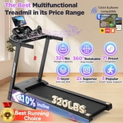 Folding Electric Treadmill for Home, Compact Running Machine with 3.5HP Motor, Treadmill 300 lb Capacity, Treadmill with 10% Manual Incline, 7.5 MPH, Quiet Brushless Motor, 71 Programs, Space-Saving
