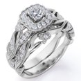 thumbnail image 1 of JeenMata Anillo de Bodas Antiguo con Diamantes Redondos y Filigrana de Diamantes de Estilo Eduardiano, Estilo Art Déco, Engastado en Oro Blanco de 10 K, 1 of 6