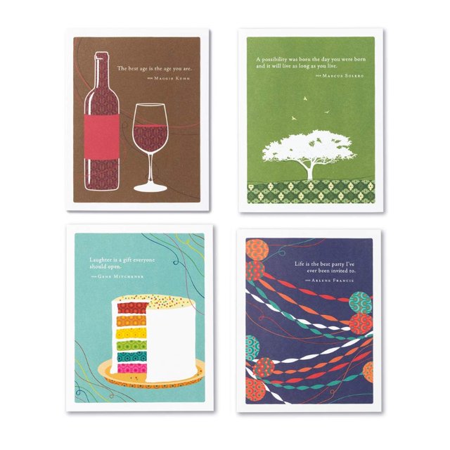 Compendio Paquete De 4 Tarjetas De Cumpleaños Positively Green - Birthday Delights