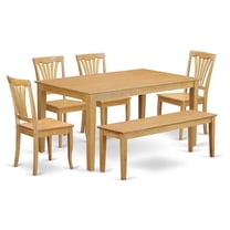 East West Furniture Capri 6-piece Traditional Wood Dining Set with Bench in Oak