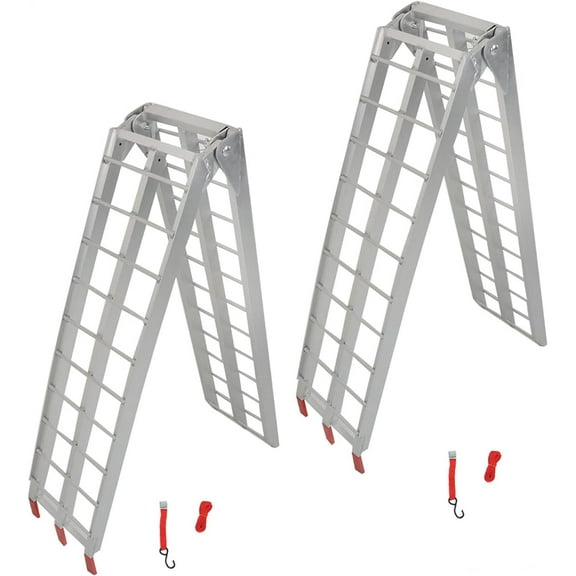 OTTULUR Aluminum Foldable Wide Pickup Trailer Loading Ramps with Handle 750lbs Unfolded Size 89.96x11in 2Pcs
