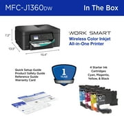 Brother MFC-J1360DW Work Smart Wireless All-in-One Color Printer – Prints on Both Sides, Copies and Scans Multiple Pages, Easy-to-Use Color Display