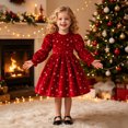 thumbnail image 2 of Rhuody Girls' Dresses Long Sleeve Cartoon Prints Tulle Formal Dress Crewneck Holiday Party Princess Ball Gown Charm Playsuit, 2 of 9
