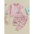 thumbnail image 2 of vera natura Toddler Boys Easter Pants Sets Blue Long Sleeve Sweatshirt Bunny Carrot Print Pants Sets, 2 of 9