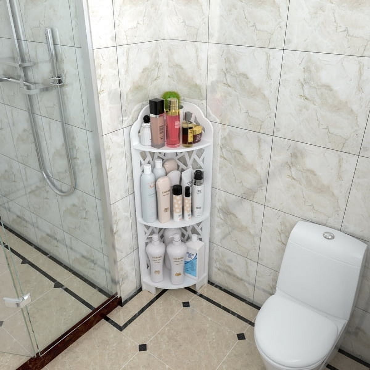 AsterOutdoor White 3-Tier Corner Shelf - Waterproof PVC Bathroom Organizer for Small Spaces, Kitchen, Balcony