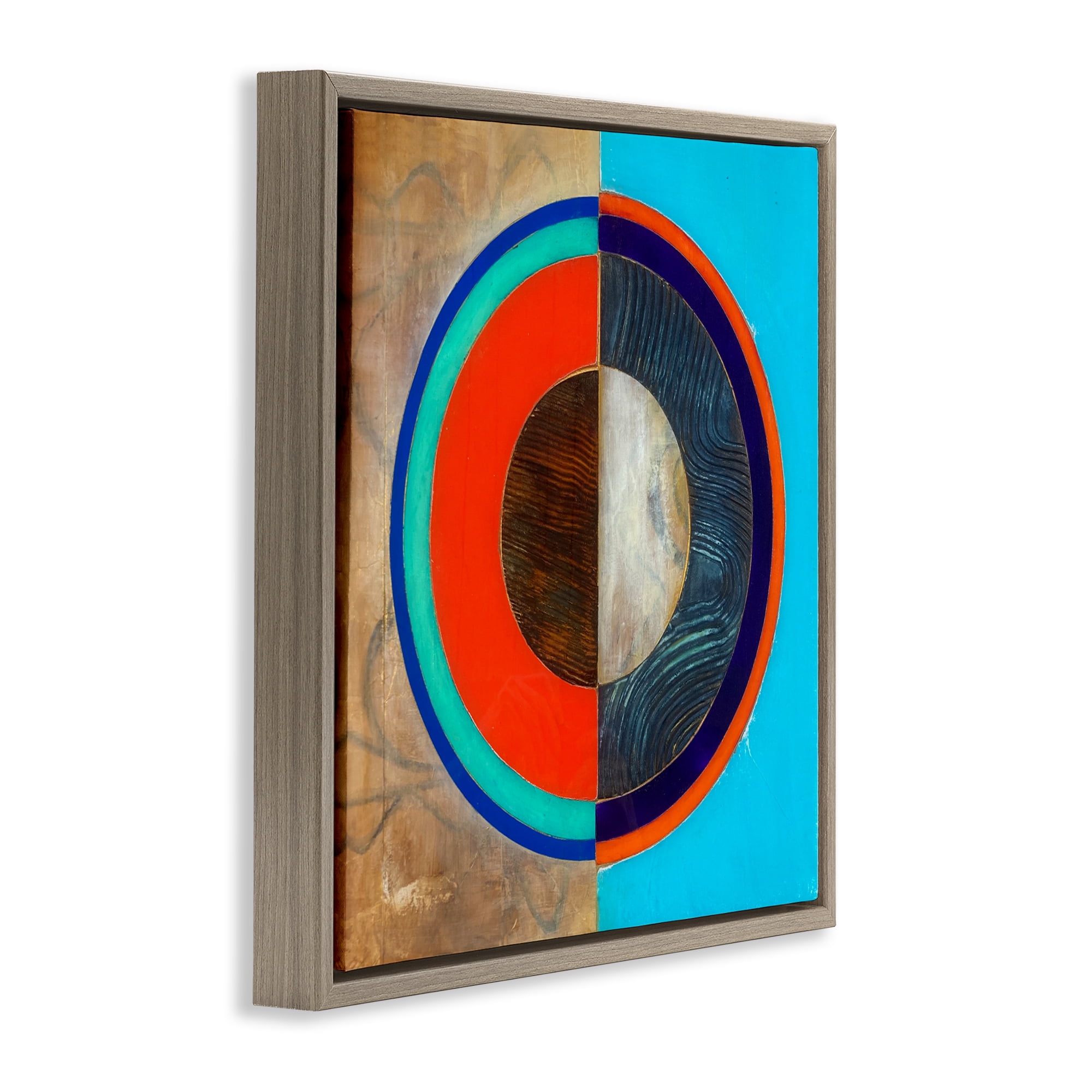 Stupell Industries Red Arc Summer Circle Brown Framed Floater Canvas Wall Art, design by Matthew Finger