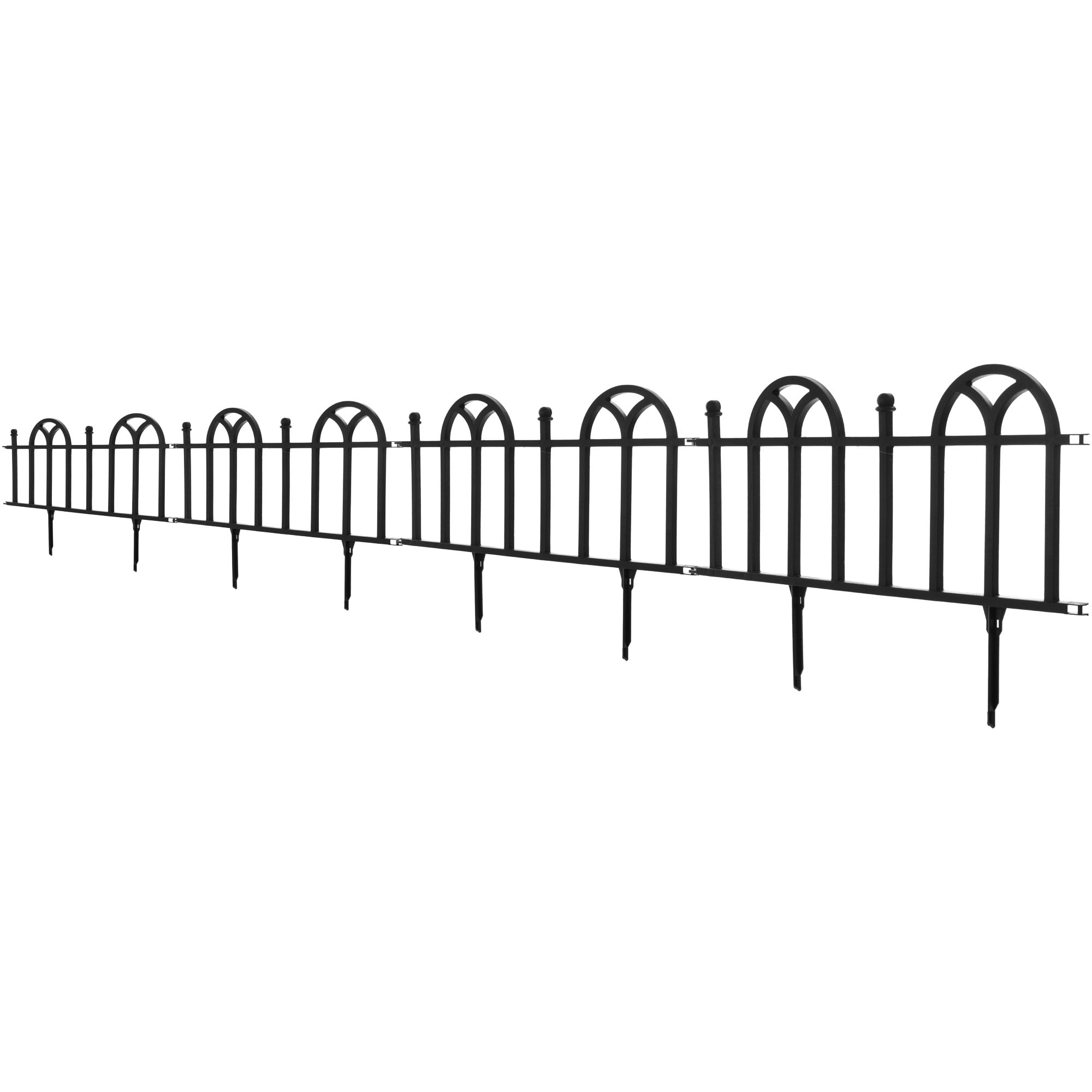 Pure Garden 4-Piece Flower Bed Edging - Interlocking No-Dig Fence (Black)