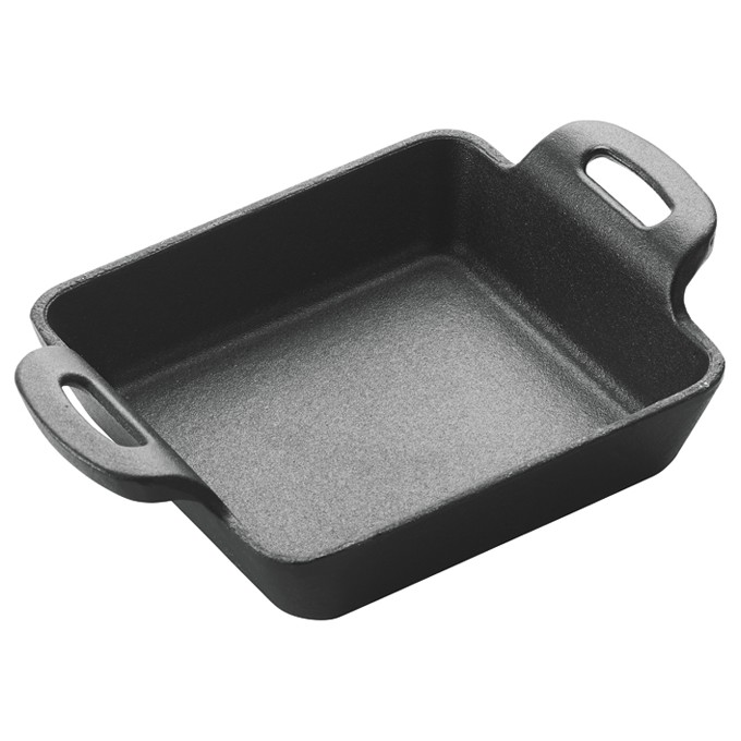 Mini Cast Iron, Induction Server, Square, 10 Oz, 4 7/8", Matte Black