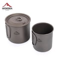 thumbnail image 2 of Camping Mug Titanium Cup Tourist Tableware Picnic Utensils Outdoor Kitchen Equipment Travel Cooking set Cookware Hiking Titanium Cup 750ML, 2 of 6