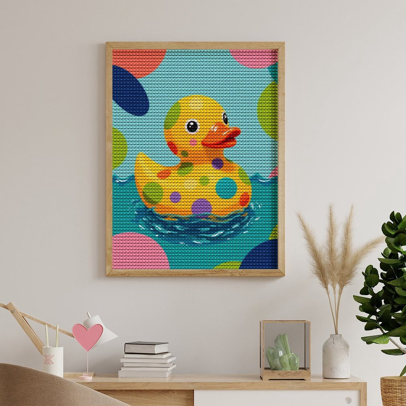 Diamond Art Kits for Adults, Colorful Polka Dot Rubber Duck 5D Diamond Painting Kits for Adults Beginners, DIY Full Drill Diamond Painting, Gem Art and Crafts 12x16