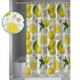 thumbnail image 3 of Shower Curtain Bathroom Set Summer Lemon Flower Leaves Waterproof Fabric Shower Curtains with Grommets&Hooks Grey White Plaid Lattice Privacy Bath Curtain for Bathtub 72x72in, 3 of 7