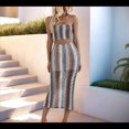 thumbnail image 4 of Conjunto de Dos Piezas de Vestido Tubo con Rayas de Colores para Mujer de Verano Gris L, 4 of 10