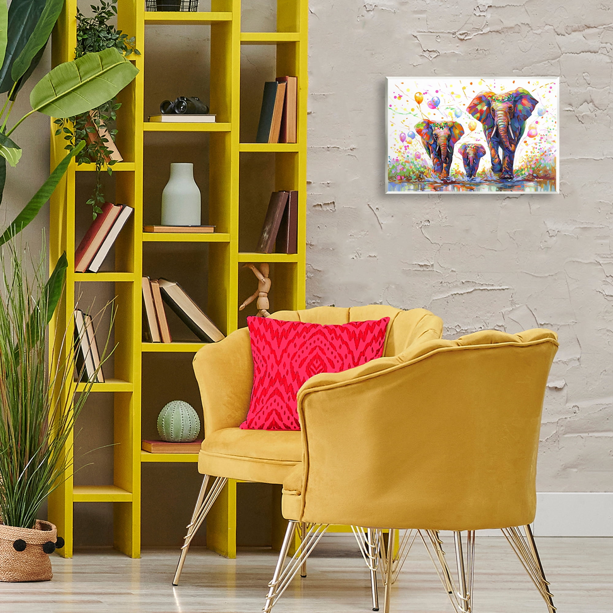 Stupell Industries Elephants & Celebration Balloons Animals & Insects Painting Unframed Art Print Wall Art, 15 x 10