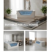 67 Luxury Whirlpool Bathtub with Panoramic Glass Window | 7 Hydro-Massage Jets, Waterfall Faucet & LED Chromatherapy | 1HP 750W Motor, Acrylic Spa Jetted Tub (110V) –Middle Drain