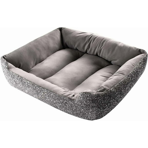 Pet Bed, Sparkling Rhinestones, Soft, Comfortable Velvet, for Lounging Dogs, Cats, Pets, Silver, Small, Sold Individually
