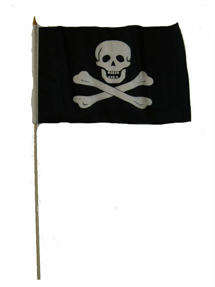 Wholesale Lot of 12 Jolly Roger Pirate Patch 4"x6" Desk Table Stick Flag 