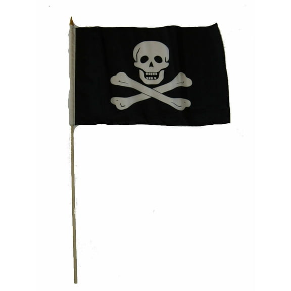 12x18 12"x18" Jolly Roger Pirate No Patch Stick Flag Staff