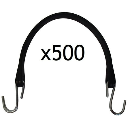 

Set of 500 Heavy Duty 15 Natural Rubber Tarp Straps/Bungee Cords w/ S-Hooks