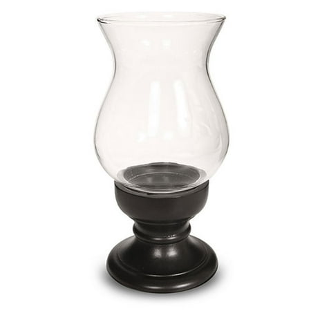 Wide Glass Wood Candleholder, Espresso