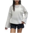 thumbnail image 2 of Jjayotai Womens Tops 2024, Oversized Long Sleeve Crewneck Waffle Knit Sweaters, Casua lBusiness Pullover White XL, 2 of 3