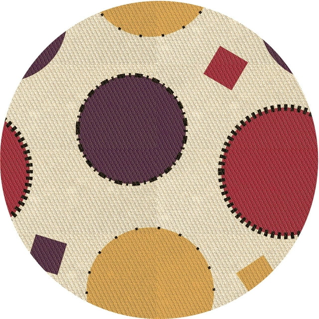 Ahgly Company Tapis Rond Lavable en Machine Intérieur Transitionnel Kaki Or, 4 Pieds Rond