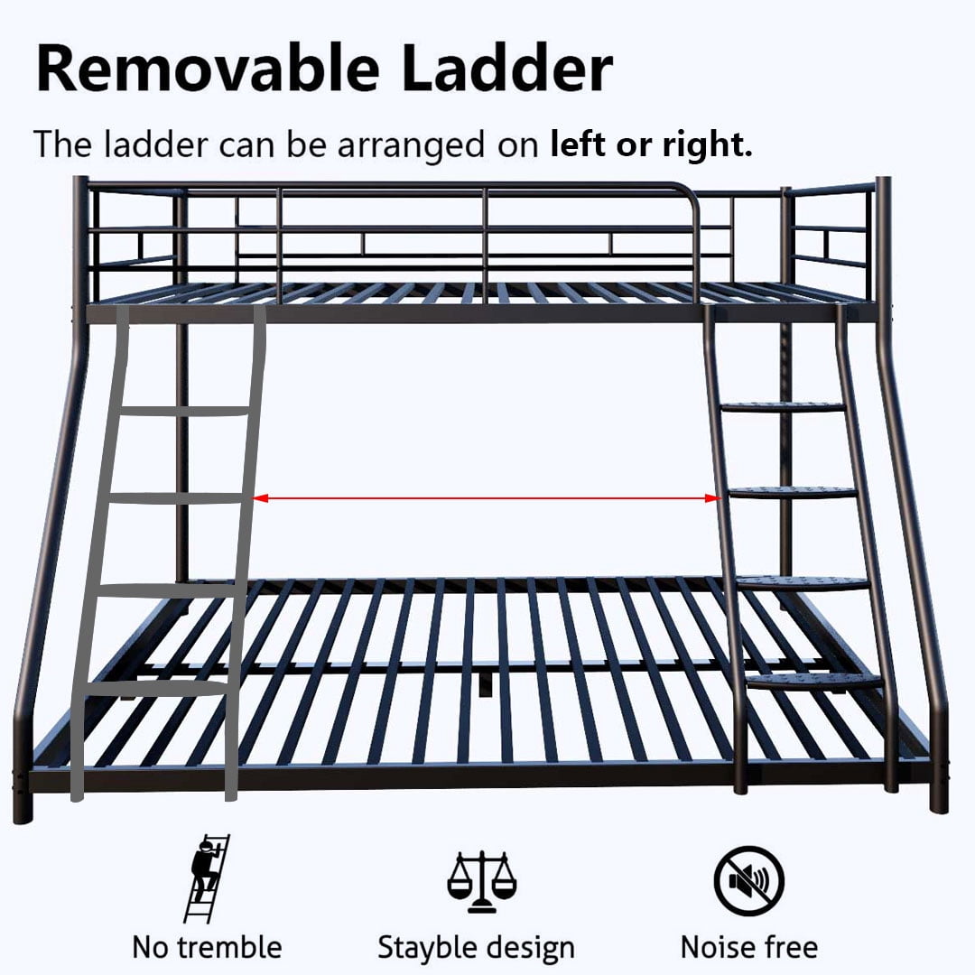 Bunk Bed Twin over Full Metal Bunk Bed for Kids,Adults,Heavy Duty Bunk Bed with Full-Length Guardrail,Comfortable Step,Easy to Assemble