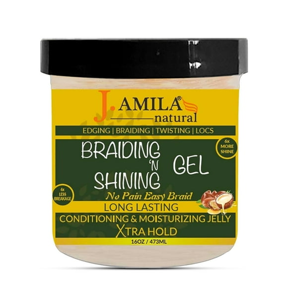 J. AMILA Braiding & Shining Gel - Extreme Hold & Frizz Control for All Hair Types - 16oz