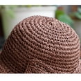 thumbnail image 4 of Minnieouse Lady Summer Sombrero de paja Bowknot Floppy Wide Brim Sun Hats Playa Deporte Ahuecado Plegable De moda para damas adultas Sombreros Marrón M (56-58 cm), 4 of 6