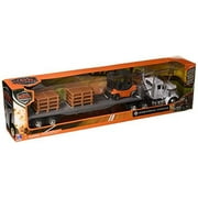 New Ray 16643 Newray 1: 43 Long Haul Trucker - International Lonestar Flatbed with Forklift & Pallets, White