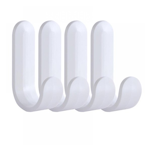 5pcs J-shaped Strong And Seamless Non-perforated Hook Behind The Household Door White