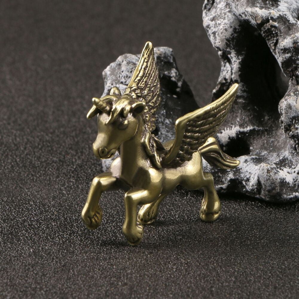 Unicorn Pegasus Solid Brass Figurine Small Statue Home Ornament Figurines Animal