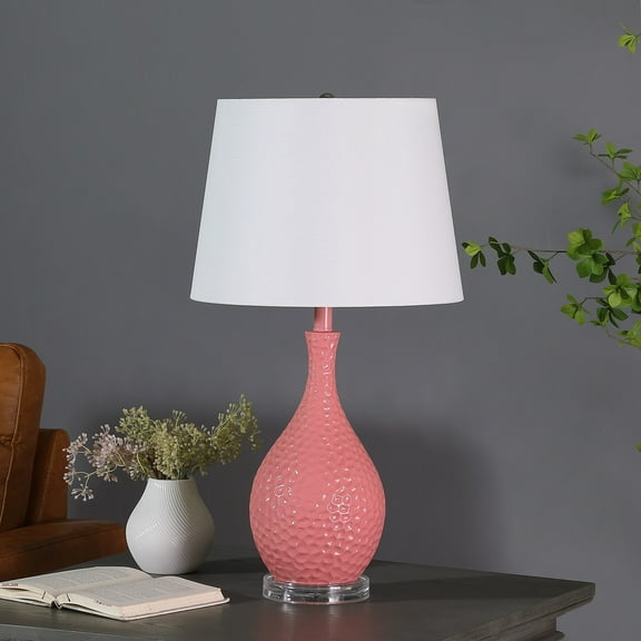 28 In. Telli Pebble Mid Century Modern Resin Table Lamp Pink
