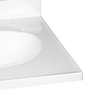 Design House Cultured Marble 19 x 17 Single Bowl Vanity Top with Centerset Mount and Backsplash, White